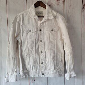 Ashley Vintage Charm 100% Cotton Distressed White Jean Jacket Women’s XS Button